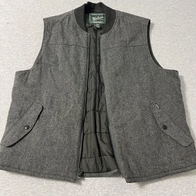 Woolrich Vest Mens XL Gray Wool Blend Insulated Zip Front Quilted Lined Pockets - Image 1 of 4