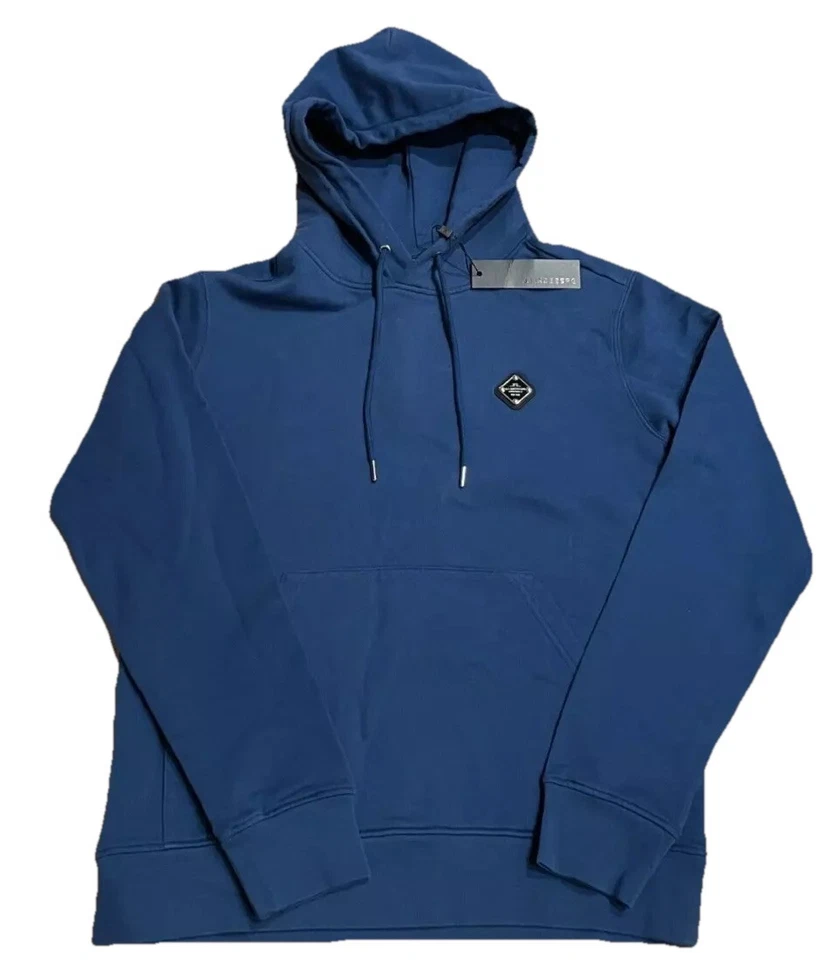 J. Lindeberg Men's Throw Patch Hoodie FMJS07361 Navy Medium New With Tags — 第 1/4 张图片