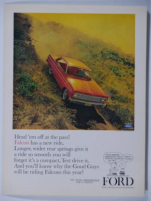 1965 Ford Falcon Sprint 2-дверный хардтоп Peanuts Charlie Brown винтажная печатная реклама - Изображение 1 из 2