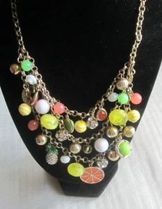 Frühling Farbe Perlen auf Gold 3 Strang Halskette #Schmuck #Halskette #Mode - Bild 1 von 4
