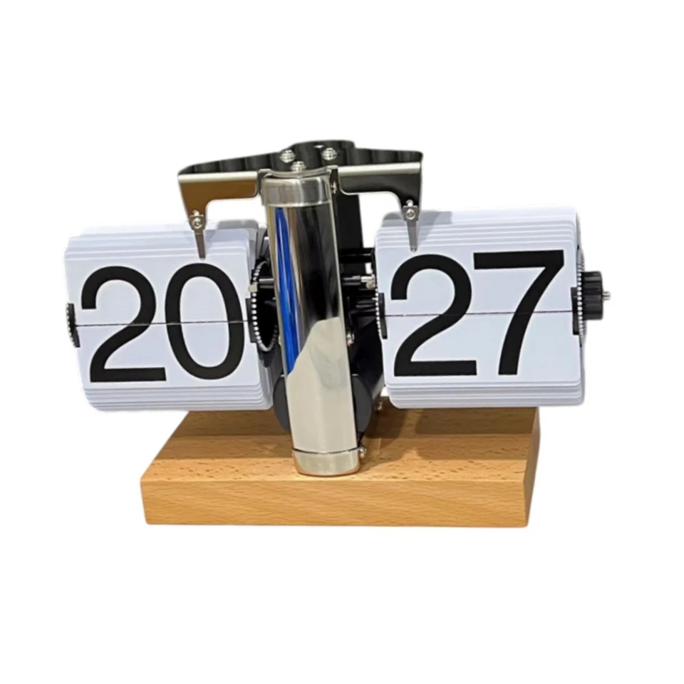Flip Desk Clock Automatic Page Turning Vintage Design Decoration Digital - Image 1 of 4