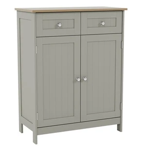 Priano Bathroom 2 Drawer 2 Door Freestanding Cabinet Storage Cupboard Grey - Picture 1 of 9