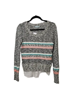 Maurices Long Sleeve Multicolor Crew Neck Sweater with Lace Women's Medium NEW - Image 1 of 4