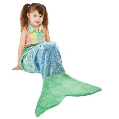 Manta de cola de sirena original Blankie Tails niños adultos niñas niños felpa polar Foto 1 de 4