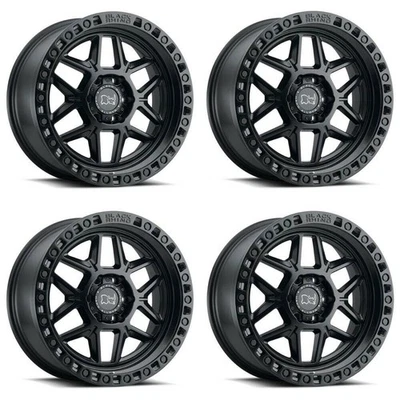 Juego 4 ruedas negras Rhino Kelso 17x9 5x5 negro mate 17" -18 mm elevadas para Jeep Foto 1 de 4