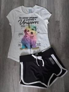 NWT Girls Justice Dolphin Shorts Size 7/NWOT Puppy Top Size 6/7 (100) Outfit - Picture 1 of 1