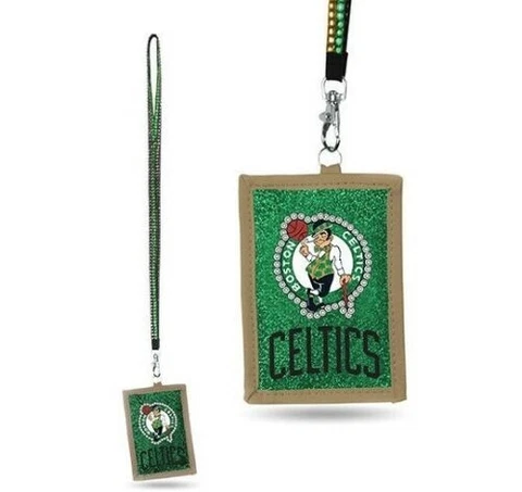 TWO (2) BEAUTIFUL BOSTON CELTICS BEADED LANYARDS WITH ID WALLET FROM RICO Cover