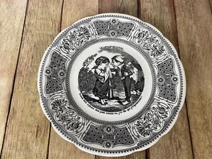 Vintage Gien French Le Language des Fleurs Rose Tremiere Black/White Plate - Picture 1 of 4