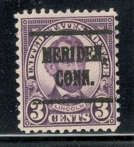 Sc # 635 ~ 3 cent Lincoln Issue, Precancel, MERIDEN,CONN. - Picture 1 of 2