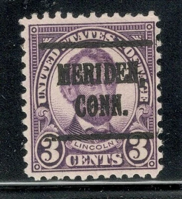 Sc # 635 ~ 3 cent Lincoln Issue, Precancel, MERIDEN,CONN. - Image 1 of 2