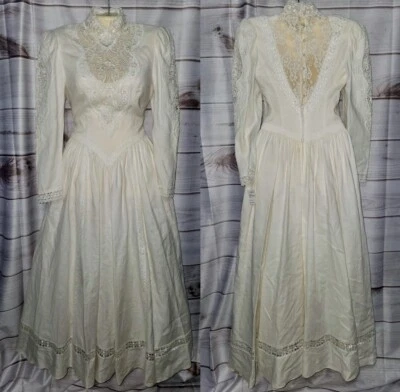VTG Jessica McClintock 4 Dress Crocheted Lace Wedding Country Victorian Linen - Image 1 of 4