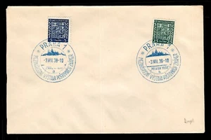 CHECOSLOVAQUIA 1938 PRAHA SELLO EXPOSICIÓN, CANCELACIONES ESPECIALES EN AZUL - Imagen 1 de 2