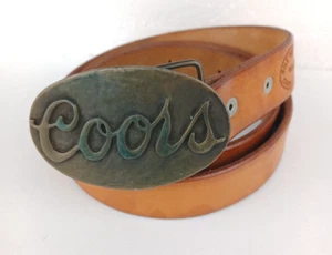 Vintage Bill McDonald Maker COORS Messingschnalle (W.F.) Ledergürtel Canby ca L 42 - Bild 1 von 12