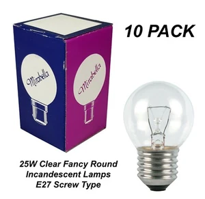 10 x 25W Clear Fancy Round Light Globes Bulbs Lamps E27 Screw Incandescent G45 - Picture 1 of 3