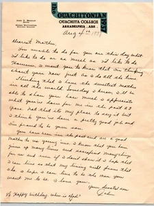 1937 Arkadelphia AR Ouachitonian Ouachita College Briefkopf Sweet Letter - Bild 1 von 2