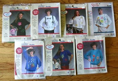 Camisetas moletons Bucilla 7 kits apliques novas flores borboletas lantejoulas escolares - Imagem 1 de 2