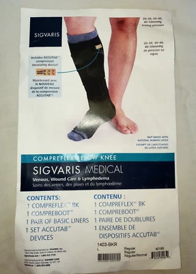 Sigvaris Compreflex Below Knee w/Boot 20-50 mmHg Black Regular 1403-BKR + Liners - Image 1 of 4