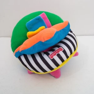 Vtg Fisher Price Plush Round Ball Rattle Stuffed Baby Toy Small Hole READ - Picture 1 of 6