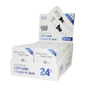 24Pcs Display Box of 3FT Charge Sync Cable for iPhone Type C Wholesale - Picture 1 of 5