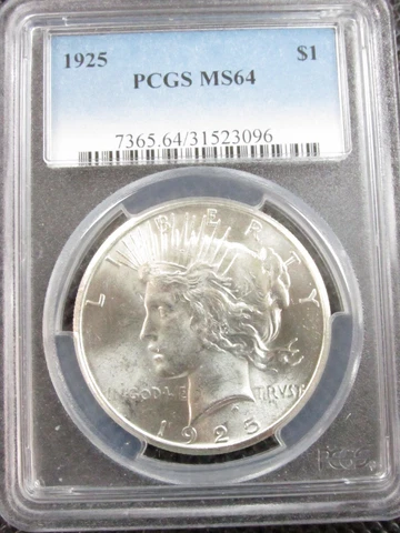 1925 (P) Philadelphia Silver Peace Dollar $1 PCGS MS64 Bright White Color Q2P5 Cover