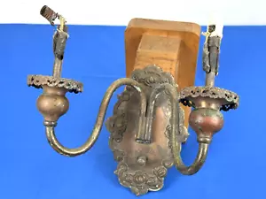 C.1915 Copper Sconce Light Fixture, Elegant Art Nouveau Double Light, 9.5" Wide - Picture 1 of 11