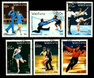 OLYMPIC GAMES 1992 Winter Olympics,Albertvile figure skatings LAOS 1989 - Picture 1 of 1