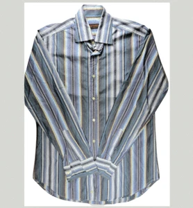 ETRO Milano Mens Dress Shirt 38 S Striped Italy Luxury Brand Long Sleeve - Picture 1 of 7
