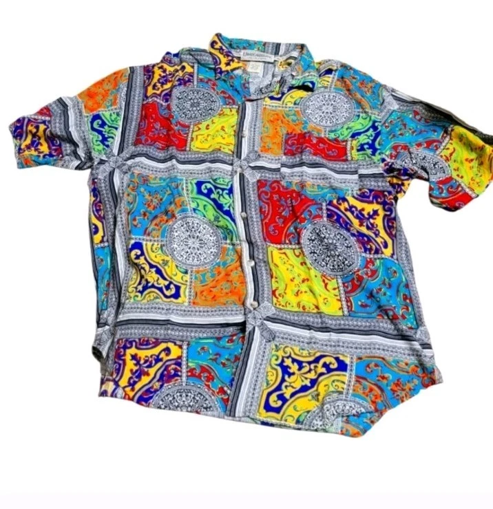 ¡VINTAGE! Camisa hawaiana con botones de rayón extra elegante UNIONBAY para hombre Foto 1 de 3