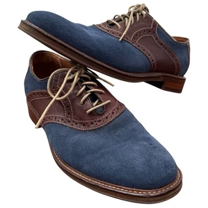 Johnston & Murphy Warner Saddle Shoes Men’s 8M Navy Blue Mahogany Lace-up Oxford - Picture 1 of 10