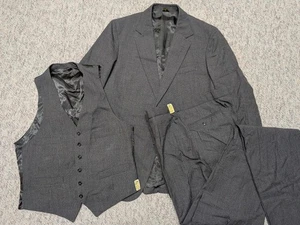 TRAJE vintage 3 piezas gris rayas 40R 32x36 lana años 70 años 80 - Imagen 1 de 14