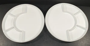 Crate and Barrel Fondue Dinner Plates White Round Set of 2 - Picture 1 of 11