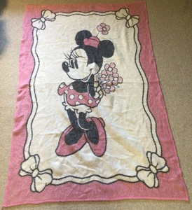 Manta Vintage Biederlack Disney Minnie Mouse Rosa Vellón Tiro Reversible - Imagen 1 de 10