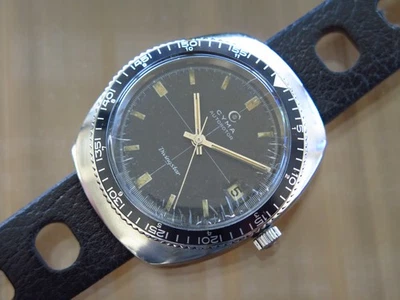 De colección Para Hombre Cyma Divingstar Automático Piel Buzo Acero Bisel Rojo Esfera Negra!! Foto 1 de 4