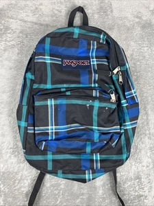 JanSport green black Blue Streak Perry plaid Superbreak backpack School bags - Picture 1 of 5