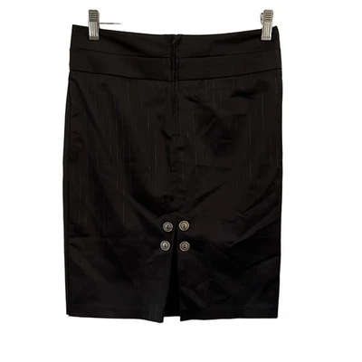 Wet Seal Juniors Size S Black Satin Pinstripe Pencil Skirt - Image 1 of 4