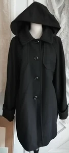 London Fog Collection women XL Hooded Black Coat Wool Blend - Picture 1 of 4