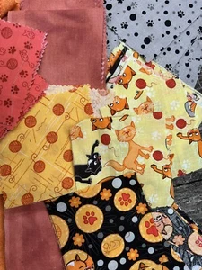 Cat Cotton Fabric Quilt  Cut Squares And Strips - Picture 1 of 2