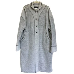 Vtg 90s Y2K Fleece Coat Extra Large Oversized Midi Utility Minimalist Lagenlook - Picture 1 of 13
