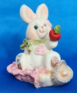 Hase Kaninchen Paar rosa Schleifen Karotte Figur Ostern Kinderzimmer Mädchen - Bild 1 von 5