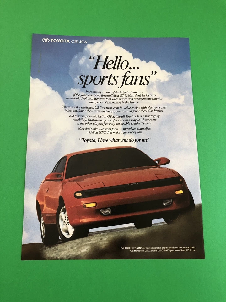 1990 1991 TOYOTA CELICA GTS GT-S VINTAGE ORIGINAL PRINT AD ADVERTISEMENT - Image 1 of 1
