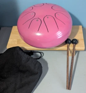 Ironbird Steel Tongue Drum Percussion Instrument 7" Diameter Pink w/ Mallets - Picture 1 of 10