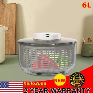 Electric Salad Spinner Large 6L Fruit Vegetable Washer Dryer Dehydrator Sale - Picture 1 of 15