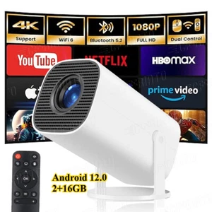 Mini Projector 4K UHD Home Theater Projector 5G WiFi Bluetooth Android12 Pocket Cinema - Picture 1 of 12