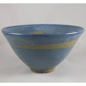 Handmade Glazed Pottery Stoneware Decorative Bowl Blue & Brown - Picture 1 of 10