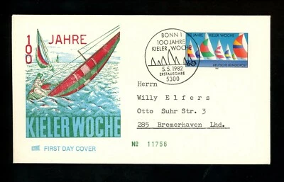 Postal History Germany FDC #1374 Kiel Regatta sailing yachts 1982 - Image 1 of 2