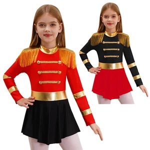Kids Girls Jumpsuit Party Bodysuit Costume Leotard Magician Keyhole Back Tutu - Picture 1 of 35