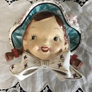 Vintage HTF RARE 1950s Girl Face Head Wall Pocket Lefton Miss Dainty #52/514 - Picture 1 of 9