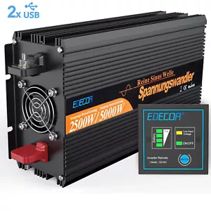 EDECOA Inversor Onda Pura 12V 220V 2500W Convertidor Inverter USB - Imagen 1 de 10