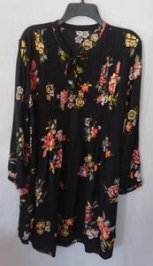 Women's Flowing Black Floral Old Navy Dress Size Large - Picture 1 of 5