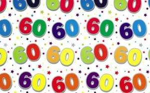 Papel de envoltura de regalo para edad especial 60 1 hoja y etiqueta de regalo a juego - 60 cumpleaños - Imagen 1 de 2